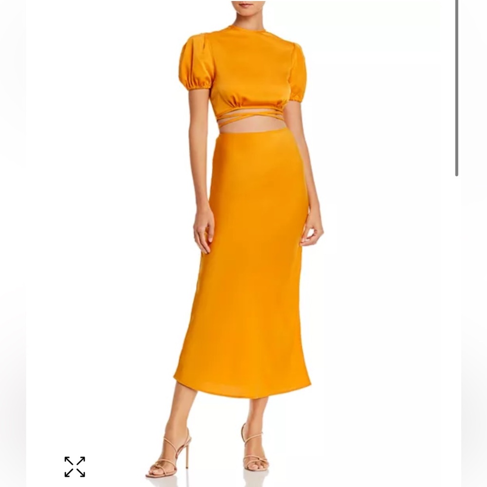 WAYF Kati Cropped Tie-Back Top & Jaden Bias Midi Skirt